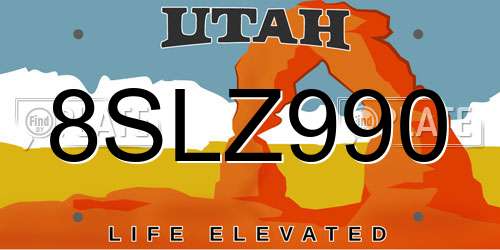 8SLZ990 Utah License Plate