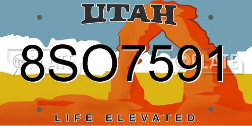 8SO7591 Utah License Plate