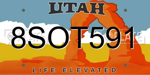 8SOT591 Utah License Plate