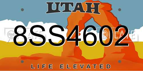 8SS4602 Utah License Plate