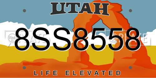 8SS8558 Utah License Plate