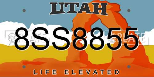 8SS8855 Utah License Plate