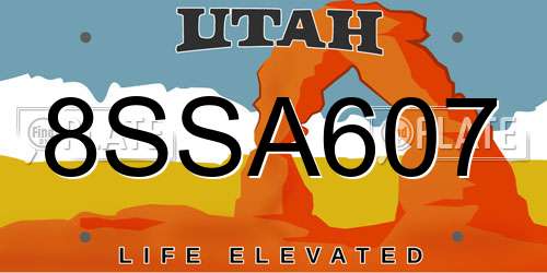 8SSA607 Utah License Plate
