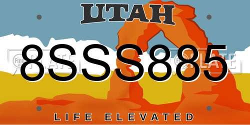 8SSS885 Utah License Plate
