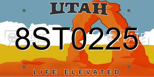 8ST0225 Utah License Plate