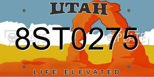 8ST0275 Utah License Plate