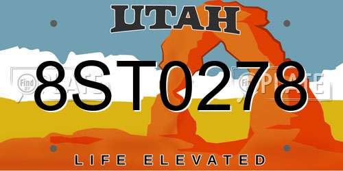 8ST0278 Utah License Plate