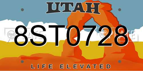 8ST0728 Utah License Plate