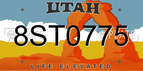 8ST0775 Utah License Plate