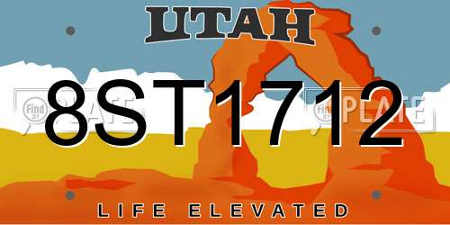 8ST1712 Utah License Plate