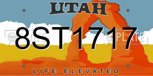 8ST1717 Utah License Plate