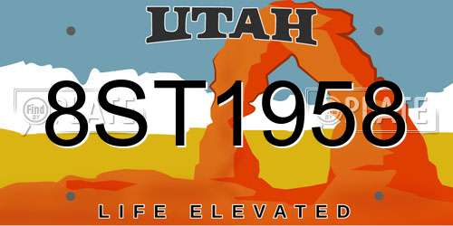 8ST1958 Utah License Plate
