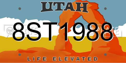 8ST1988 Utah License Plate