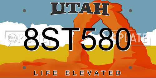 8ST580 Utah License Plate