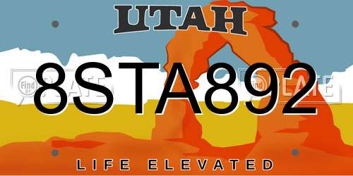 8STA892 Utah License Plate