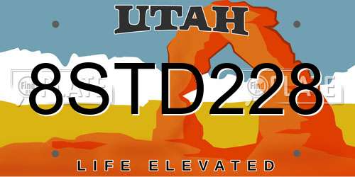 8STD228 Utah License Plate