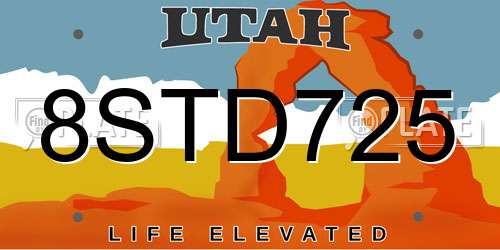 8STD725 Utah License Plate