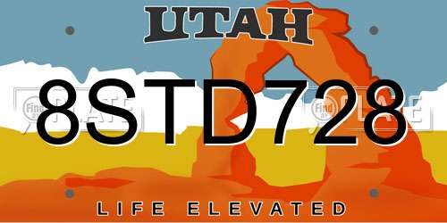8STD728 Utah License Plate