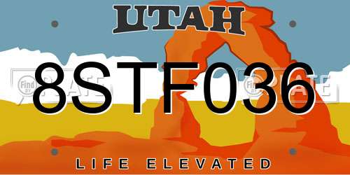 8STF036 Utah License Plate