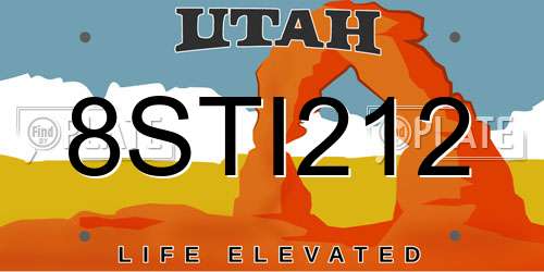 8STI212 Utah License Plate