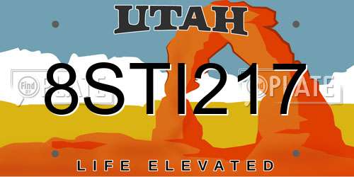 8STI217 Utah License Plate