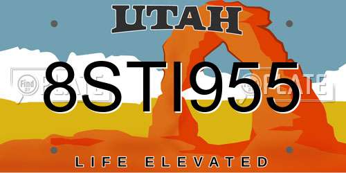 8STI955 Utah License Plate