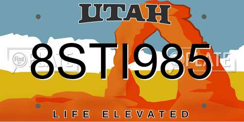 8STI985 Utah License Plate