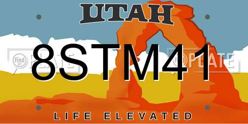 8STM41 Utah License Plate