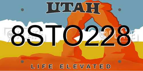 8STO228 Utah License Plate