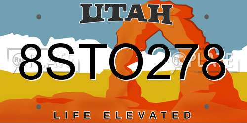 8STO278 Utah License Plate