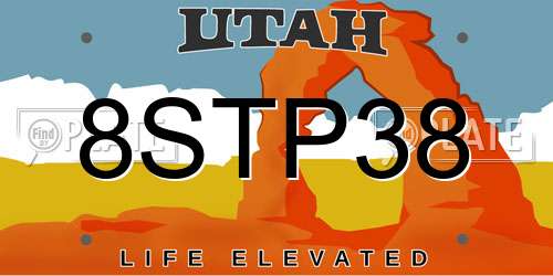8STP38 Utah License Plate