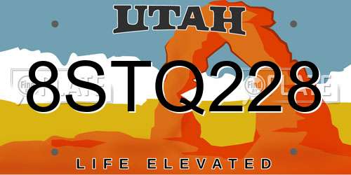 8STQ228 Utah License Plate