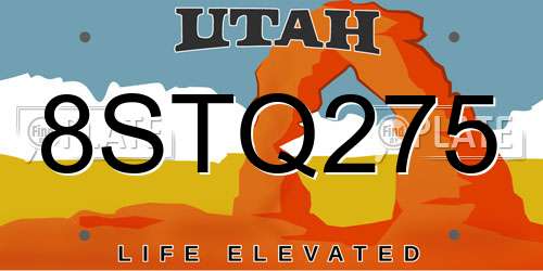 8STQ275 Utah License Plate