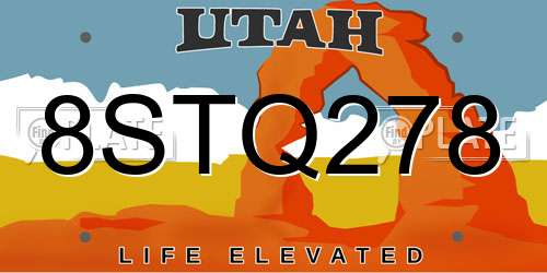 8STQ278 Utah License Plate
