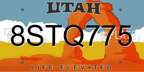 8STQ775 Utah License Plate
