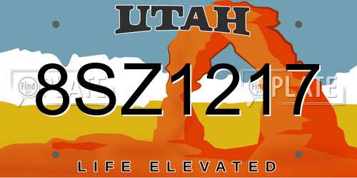 8SZ1217 Utah License Plate
