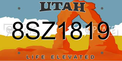 8SZ1819 Utah License Plate