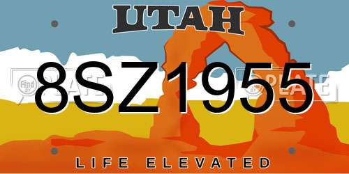 8SZ1955 Utah License Plate