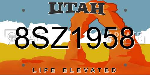 8SZ1958 Utah License Plate