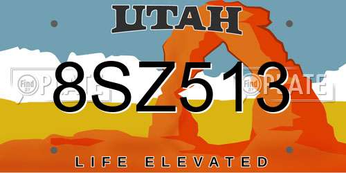 8SZ513 Utah License Plate