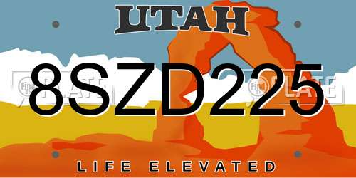 8SZD225 Utah License Plate