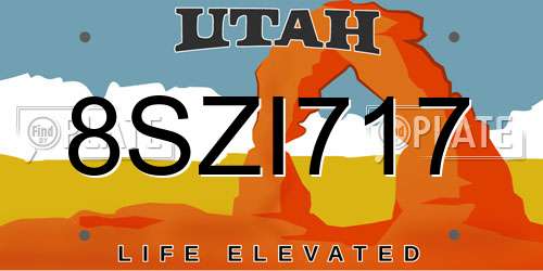 8SZI717 Utah License Plate