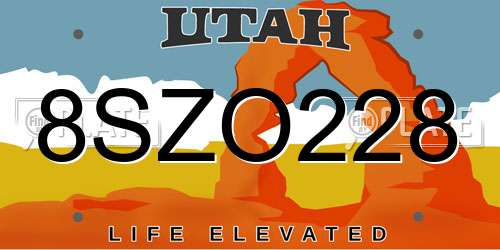 8SZO228 Utah License Plate
