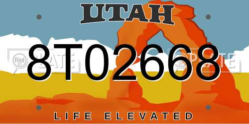 8T02668 Utah License Plate