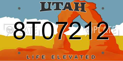 8T07212 Utah License Plate