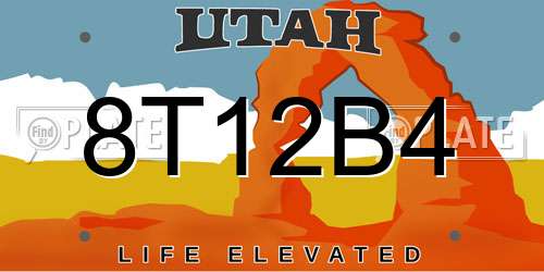 8T12B4 Utah License Plate