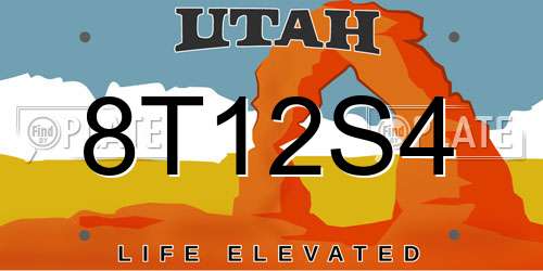 8T12S4 Utah License Plate