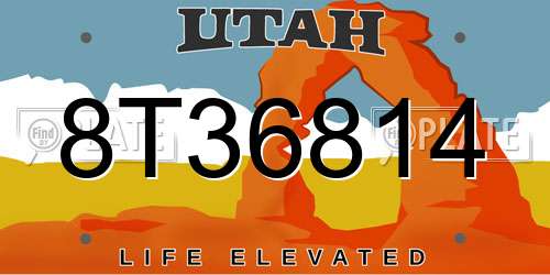 8T36814 Utah License Plate