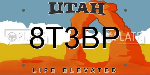 8T3BP Utah License Plate