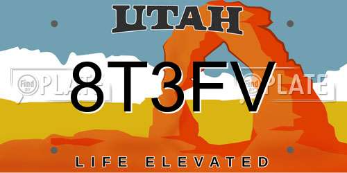 8T3FV Utah License Plate